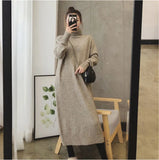 Zingj Autumn / Winter New Loose Inner Skirt Long Over The Knee Sweater Plus Thick Turtleneck Sweater Woman-Outfit