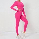 Zingj Sexy Bare Back Naked Long Sleeve Yoga Jumpsuit High Intensity Fitness Sports Tights-Outfit