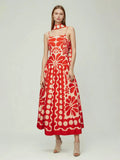 2025 Spring New Fashion Temperament Printing Advanced Feeling Waist Show Thin Model Of Slings Dress