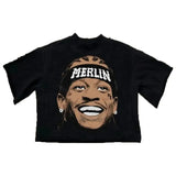 Men's T-Shirt Y2K Harajuku Animation Printing T-Shirt Fashion Brand Oversized Short-Sleeved