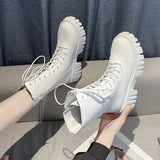 Boots Female 2025 New Fall British Wind Thick Bottom Casual Strap Middle Boots High Heel Ins Web Celebrity