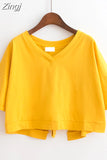 Women Bandage Solid Sexy Female Crop Tops Loose Korean Style Fashion Harajuku All-match Simple Leisure Summer Tees