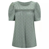 2025 Hot Style Top Fashion Casual Solid Color Lace Short-Sleeved T-Shirt Women's