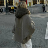 Removable Puffer Hoddie Patchwork Zipper Jacket- Outfit