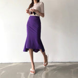 Sexy Elegant Office Lady Bodycon High Waist Skinny Ruffles Female Midi Wear To Work