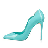 Curl Upper Women Patent Pointed Toe Stiletto High Heels Sexy Ladies Party Dress Shoes Club Dance Pumps Plus Size