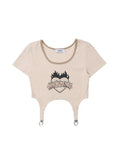 Letter Printed T-shirt Aesthetic Short Sleevle Chic Crop Top 2022 Summer Female 90s Fashion Casual Streetwear Y2K