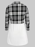 Front Plaid Top And Camisole Twinset Two-Piece Suit T-Shirts Casual Long Sleeve Loose Women Tunic