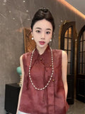 Zen Sleeveless Vest Women's New Chinese Style Plate Buckle Shoulder Vest Clip In The Summer Of