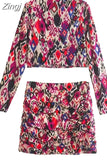 Printed Mini Skirt Women High Waist Vintage Skirt Sets Ruched Short Skirts Woman Fashion 2023 Streetwear Y2k Pleated