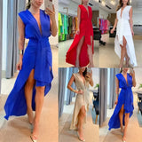 Zingj Summer New Big Deep V Collar Royal Sister Sleeveless Double Layer
