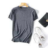 Lurex 2021 Spring Summer O Neck Mix Color Patchwork Sweater Women Casual Short Sleeve Pullover Knit Jumper Korean