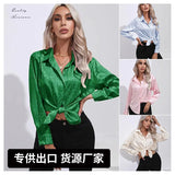 Shirt Satin Long-Sleeved Shirt 2024 New Women's Imitation Silk