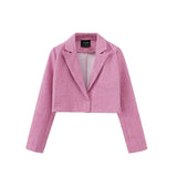 2021 Fashion Short Tweed Jacket Short Blazer Woman Suit Set High Waist Mini Skirts Female Three Piece