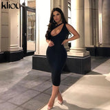 Cut Out Sexy Midnight Clubwear Maxi Dresses Solid One Shoulder Birthday Outfit For Women Slim Bodycon Party