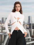 Zingj Girl Wind Knit Sweater Female 2024 Summer New Half High Collar Slim Show Thin Kink Senior Sense Hollow