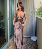 Cut Out Lace Prom Dress Evening Dress Vacation Party Dress