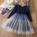 Christmas Dress Girls Winter Dress Embroidery Floral Lace Elegant Mesh Outfits New Year Vestido Infantil Girls Lace