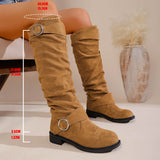 Fashion Autumn And Winter New Women Folded Western Cowboy Round Head Mid-Clinity Women's
