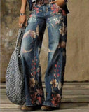 Zingj Plus Size Casual Pants Thin Jeans Wide Leg Pants 211-0-Outfit