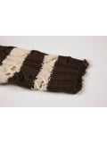 And White Striped Gothic Sweaters Women Ripped Holes Loose Knitted Pullover Frayed Fairy Grunge Jumpers Streetwear
