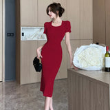 Zingj Style Design Short-Sleeved Knitted Dress For Women In Summer, A New High-End Dress With Thin Waist And