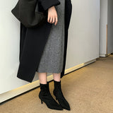 Zingj Push! Great Comfort!!2024 Korean New Elastic Thin Boots-Outfit