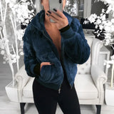 European and American autumn and winter women's hooded rabbit fur faux fur plush jacket
