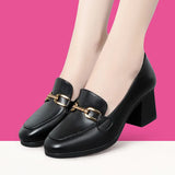 Yuan For A Pair Of Clearance High-Heeled Shoes Breathable Soft Leather Ladies Shoes Fashion Single Shoes Soft Soles Mother