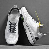 Women Running Shoes Men Breathable Leather Sneakers Air Cushion Trainers Man Athletic Sport Jogging Shoes High