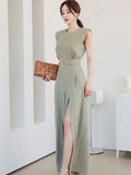 Sister Fan OL Temperament Conjoined Broad Leg Pants Summer Style Korean Temperament Show Thin Open Fork Fashion Professional