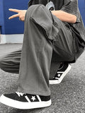 Men's Strap Detail Pocket Loose Cargo Pants- Outfit