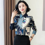 Chinese Style Women's Silk Jacket Autumn New Print Mulberry Silk Shirt Loose Long-Sleeved