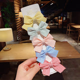 New Girls Cute Plaid Print Star Hairpins For Kids Children Sweet Headband Hair Clips Barrettes Fashion Bow