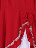 Japanese Style Women Gothic Cosplay Dresses High Waist Contrast-Color Ruffled Sweet Lolita Dress Kawaii