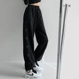 Leg Pants Women Baggiest Harajuku Femme Streetwear Joggers Heart-Stitch Aesthetic Drawstring Pantalones Loose Soft