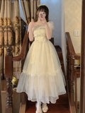 Princess Sweet Dress Women Vintage Evening Party Midi Dresses Female Puff Sleeve Korean Fashion Casual Dress 2022