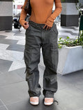 Cargo Pants Baggy Jeans Women Fashion Streetwear Pockets Straight High Waist Y2k Casual Vintage Denim Trousers