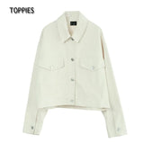 2021New Women Jackets 100% cotton coat Solid color turn down collar jacket for