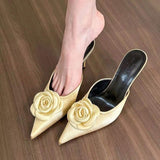 Zi Yan 2025 Spring / Summer New High Heel Pointed Head Cool Sandals Sandals Women's Shoes Rose Lady Outside Wear Fashionable