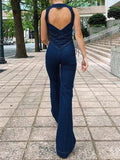 High Rise Denim Jumpsuit with