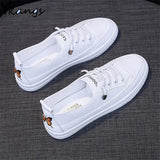 Women White Embroidery Shoes 2021 New Arrival Fashion Casual Platform Flats Breathable Comfort Skateboarding Vulcanized