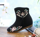 Zingj Boots Cotton Embroidered Tassel Women Cloth Shoes With Hanfu Shoes Winter Clip Cotton And Velvet Cotton Shoes Women's Shoes High