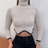 Winter Whiter Turtleneck Vintage Sweater Tops Knitted Y2k Long Sleeve 2022 Autumn Green Women Casual Crop Top Slim