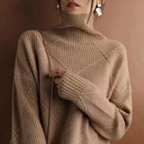 And Winter Sweater Women's High-Necked Hooded Ragged Sweater With A Solid Color Loose Lazy Bottom