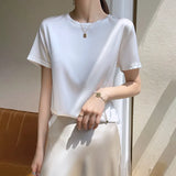 Zingj Summer Women's T-Shirt New Super Soft Bat Sleeve Simple Short-Sleeved Women's Top Bottom With Sleeveless Vest-Outfit