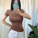 2021 summer character t-shirts fashion girls tops short sleeve Slim t-shirts korean women cotton Tee Shirt