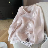 Industry Embroidered Oblique Cardigan New Chinese-Style Eugen Yarn Shirt Women's 2024 Summer Style Gentle Temperament Sunscreen