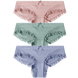 3PCS/Set Lace Cotton Panties Women Sexy Bow Briefs Soft Lingerie Female Briefs Panty Women's Underpants