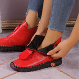Velcro Short-Tice Cotton Shoes Female Hand-Slit Suture Thick Sole Plus Velvet Hair High-Top Single Shoes